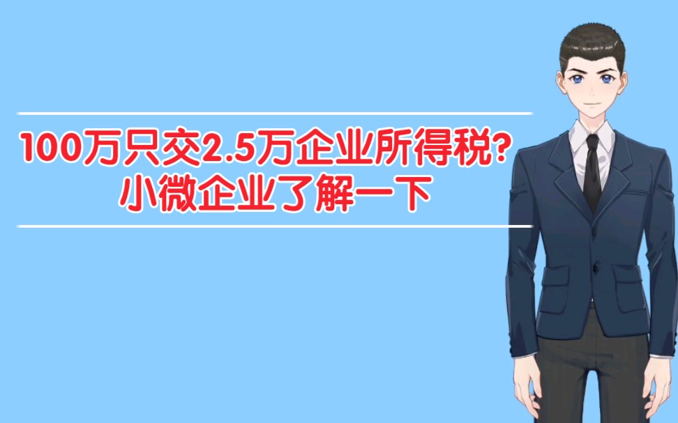 100万只用交2.5万企业所得税?小微企业了解一下哔哩哔哩bilibili