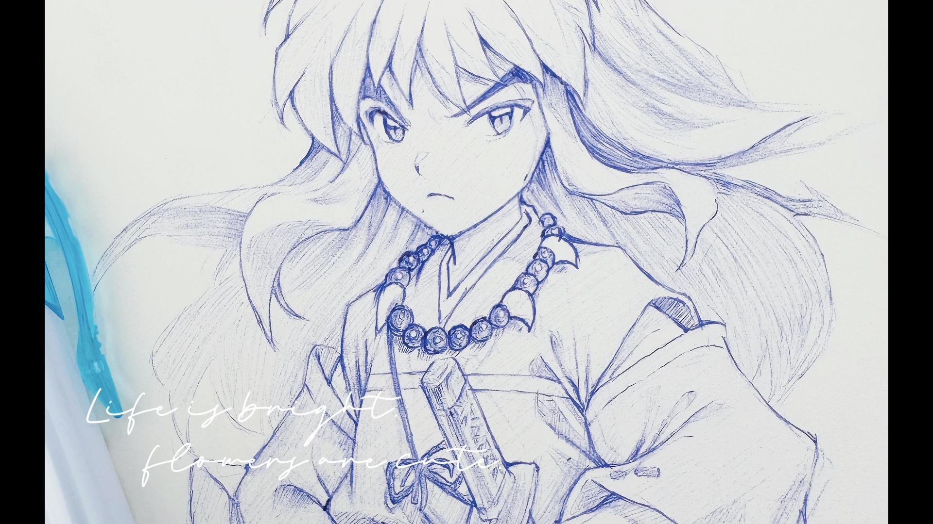 圆珠笔手绘犬夜叉