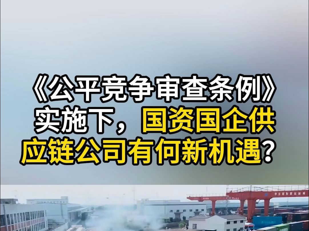 《公平竞争审查条例》实施下,国资国企供应链公司有何新机遇?哔哩哔哩bilibili