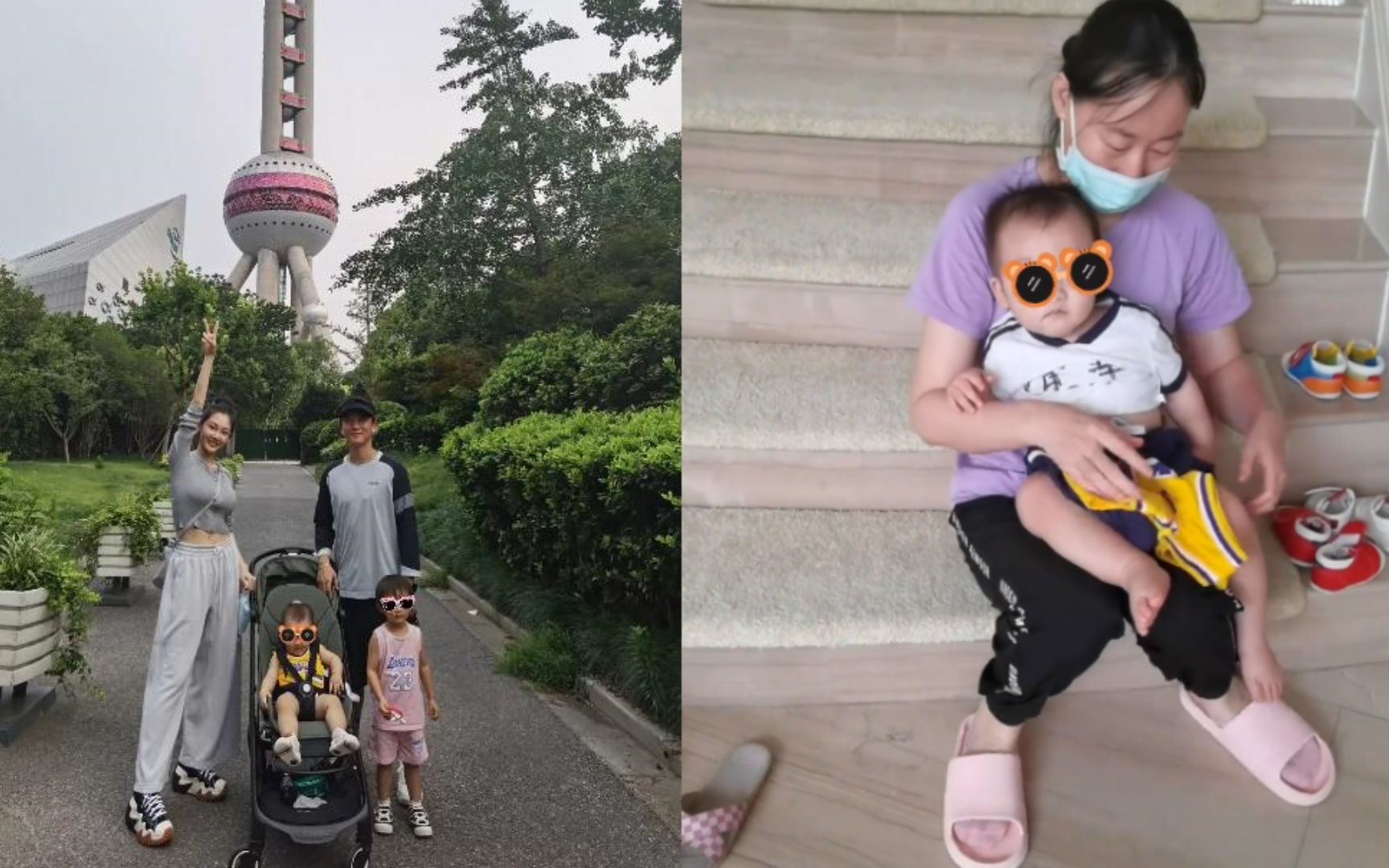 郑恺一家四口外出游玩,苗苗身材纤瘦不像产妇,儿子出镜五官长得像爸爸