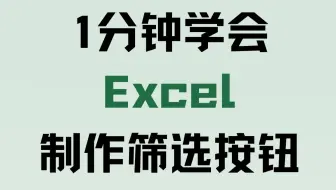 1分钟学会！Excel制作筛选按钮