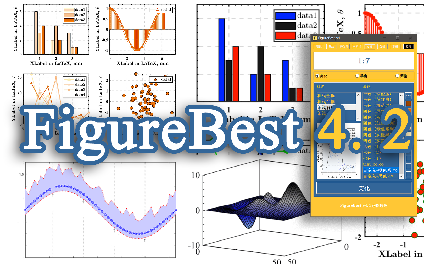 FigBes 4.2 | 我用matlab一键美化出顶级SCI数据图 | 旋转动画 配色样式 数据滤波 LaTeX公式与中文 数据导出...哔哩哔哩bilibili