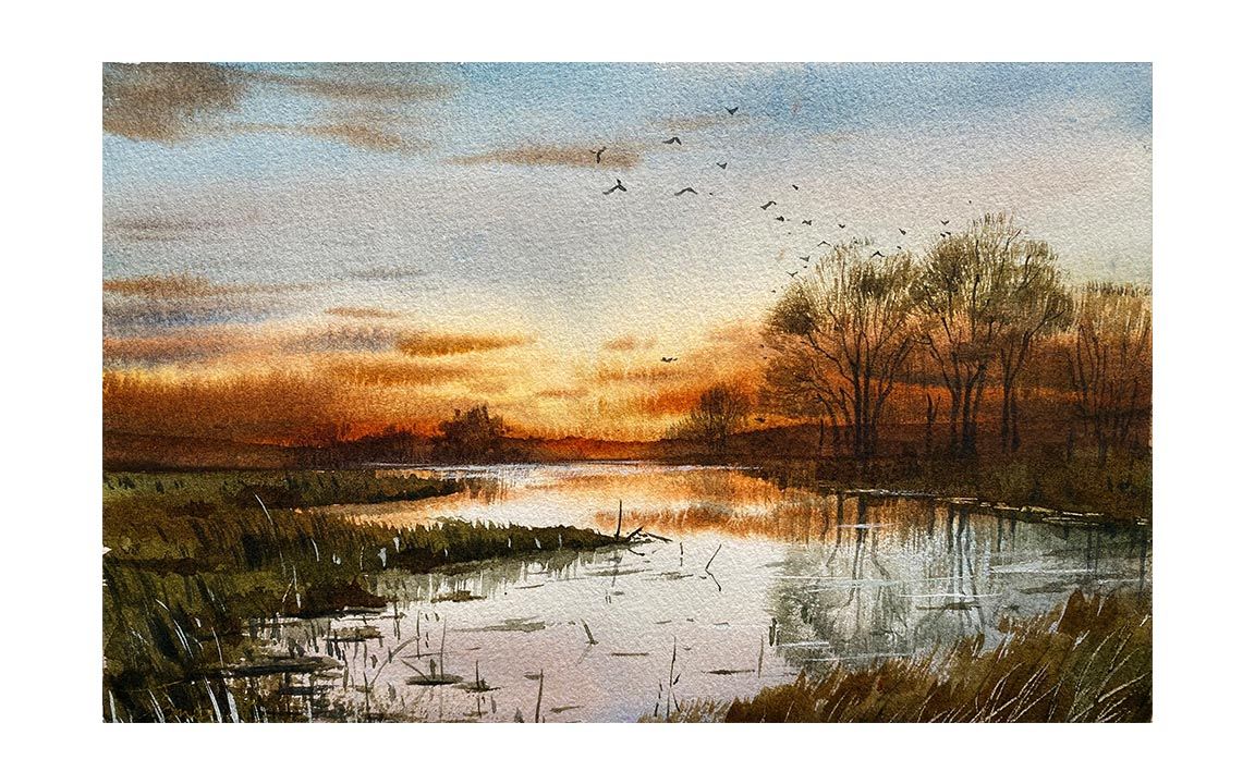 6.15 (水彩风景)湖边的倒影-春我部羊小羊-水彩-哔哩哔哩视频