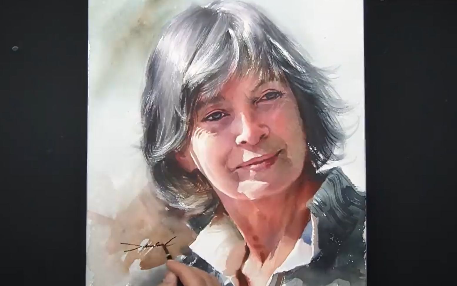 水彩肖像画 中年妇女的微笑_哔哩哔哩 (゜-゜)つロ 干杯~-bilibili