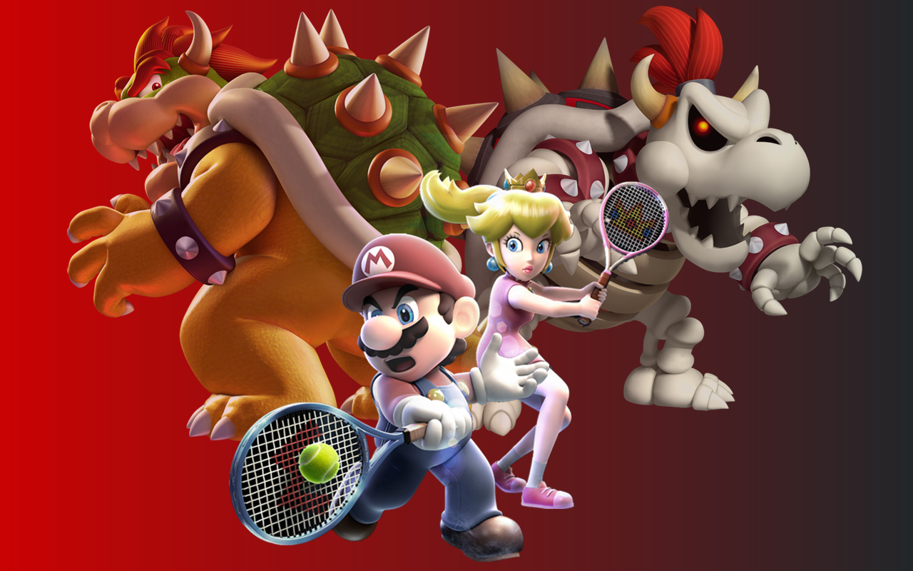 wii u《马里奥网球:终极扣杀》死斗,库巴组合!_哔哩哔哩_bilibili