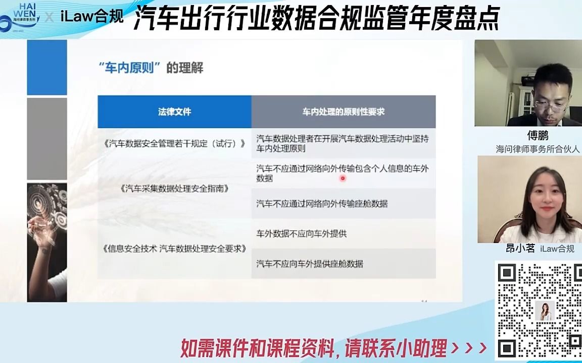 2022汽车出行行业数据合规总结海问律师事务所傅鹏哔哩哔哩bilibili