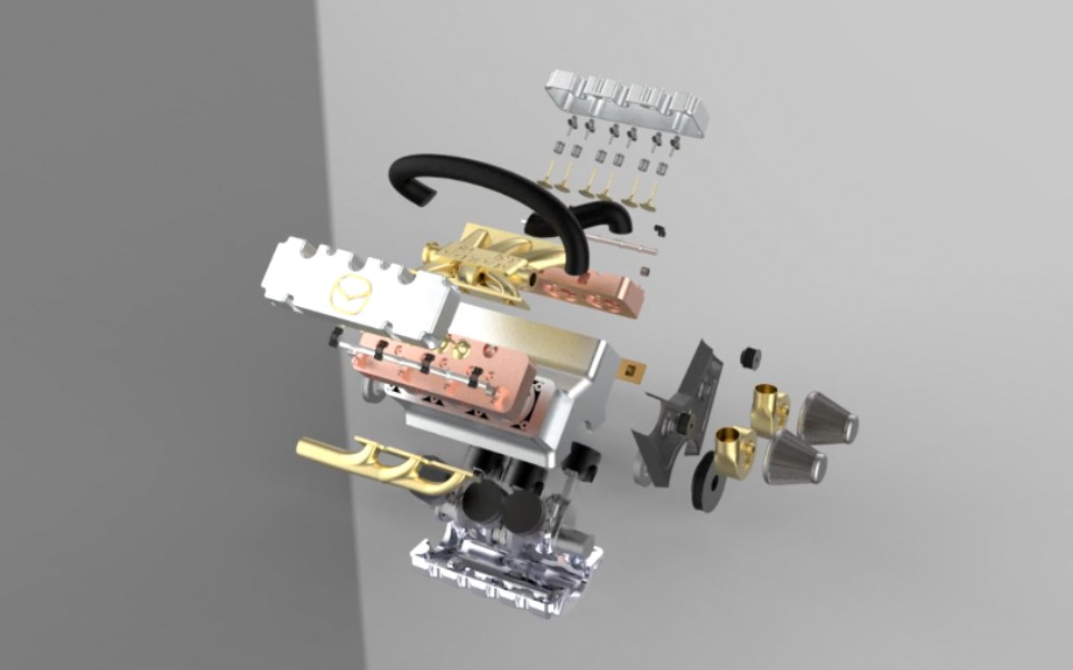 仿真v6发动机3d爆炸图动画_哔哩哔哩_bilibili