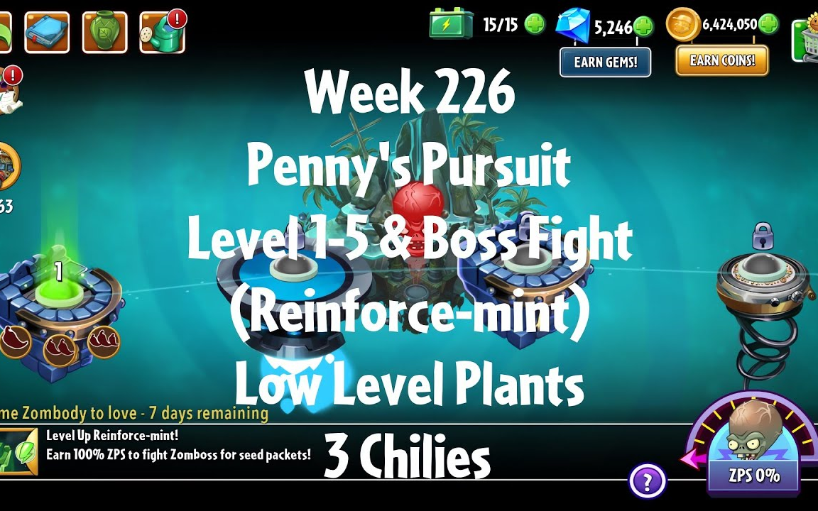 PvZ2 Penny's Pursuit Week 226 (Reinforcemint)  3 Chilies手机游戏热门视频