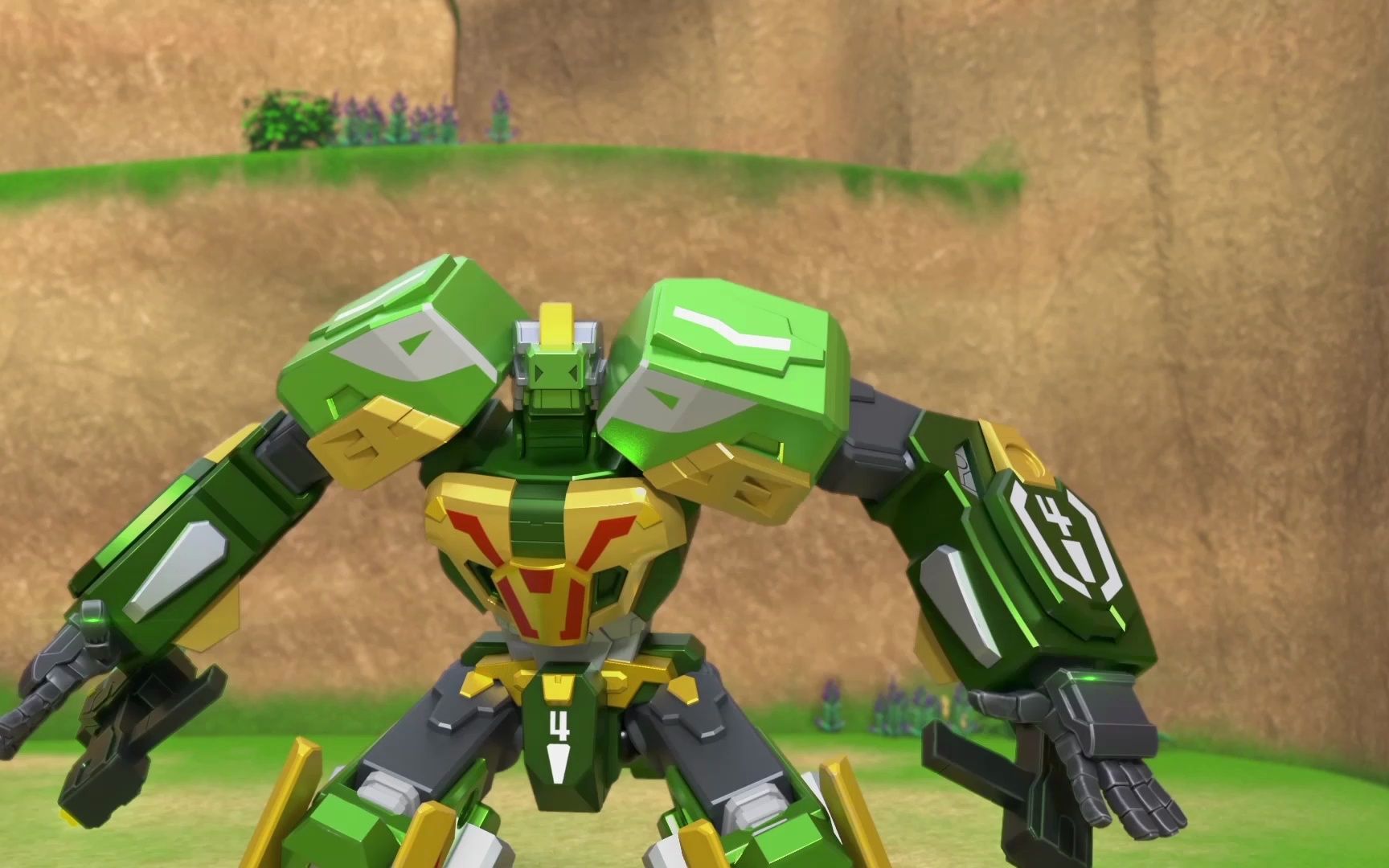 心奇爆龙战车6魔方变形精彩战斗:三角龙大战腕龙!