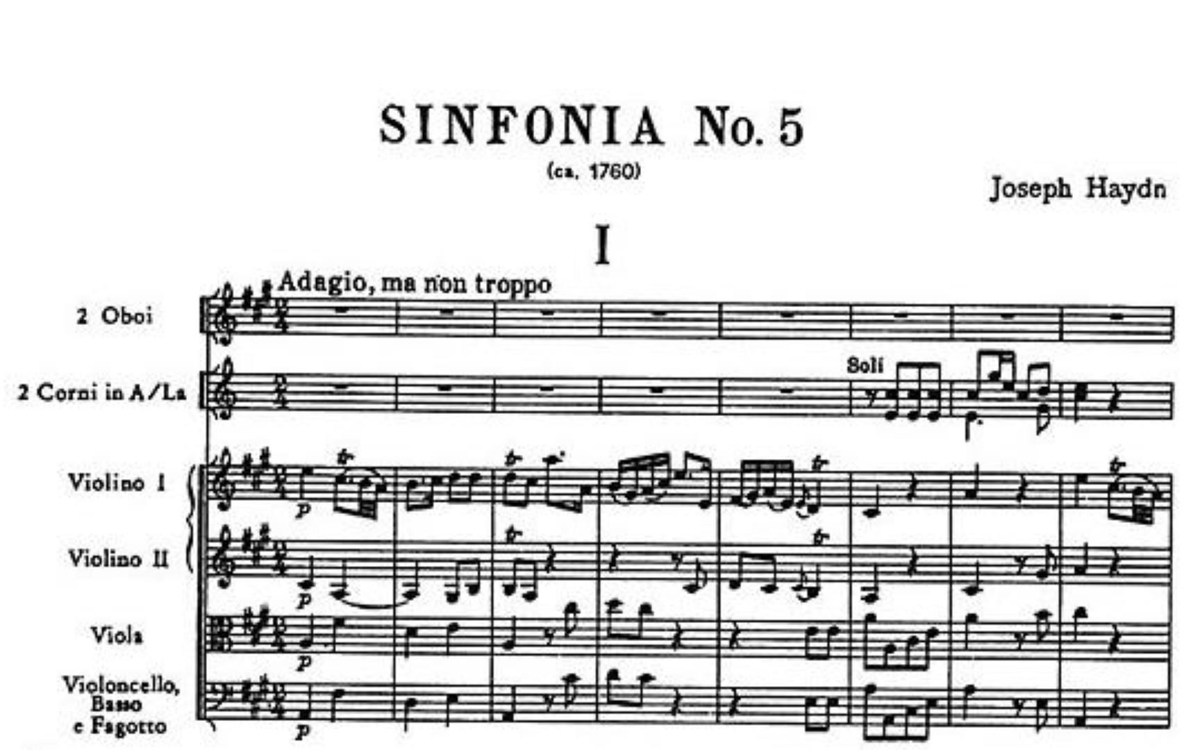 [图]［曲谱同步］［交响乐］［管弦乐］Symphony No.5 第五交响曲 Hob:I:5 By Franz Joseph Haydn