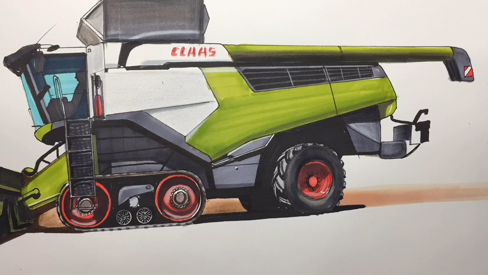 手绘克拉斯收割机