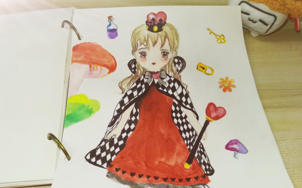 【水彩】红桃皇后爱丽丝梦游仙境 沉迷于画画无法自拔_哔哩哔哩