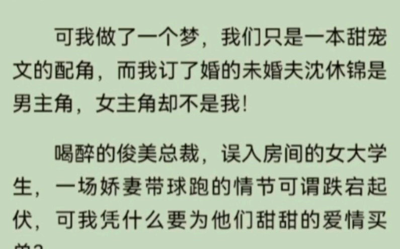 我做了一个梦,我只是一本甜宠文的配角,而我订了婚的未婚夫沈休锦是男主角,女主角却不是我!哔哩哔哩bilibili