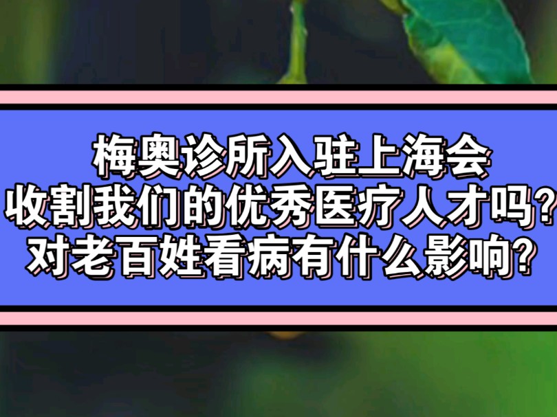 梅奥诊所入驻上海会收割我们的优秀医疗人才吗?对老百姓看病有什么影响?哔哩哔哩bilibili