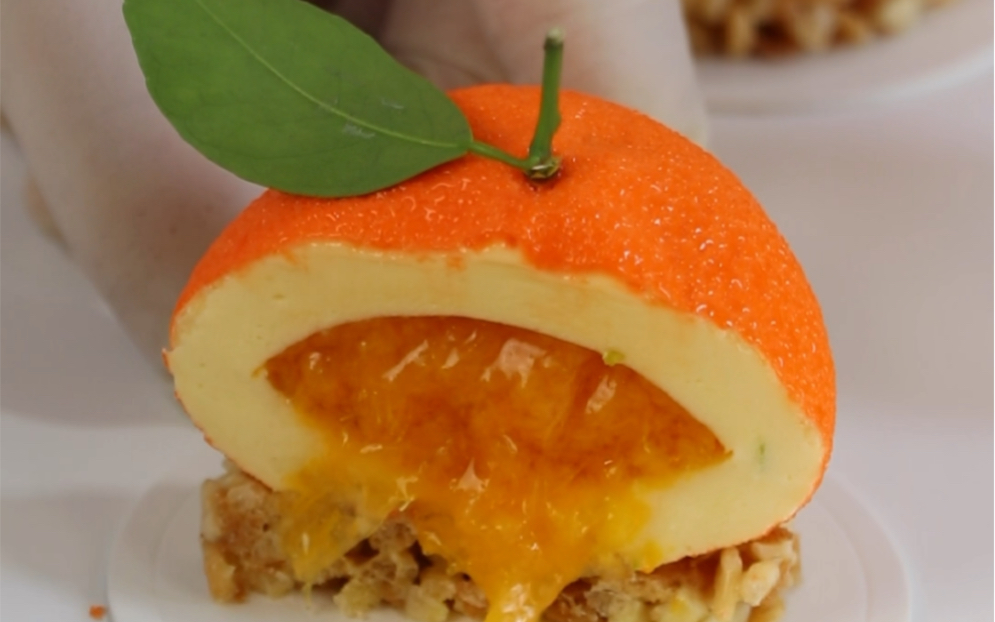 法式西点 仿真水果慕斯系列 零基础学生操作练习作品 橘子慕斯