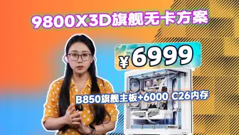 没玩过5年DIY绝对看不懂！9800X3D无卡旗舰海景房主机！6999！搭配B850旗舰主板+6000 C26 32G内存