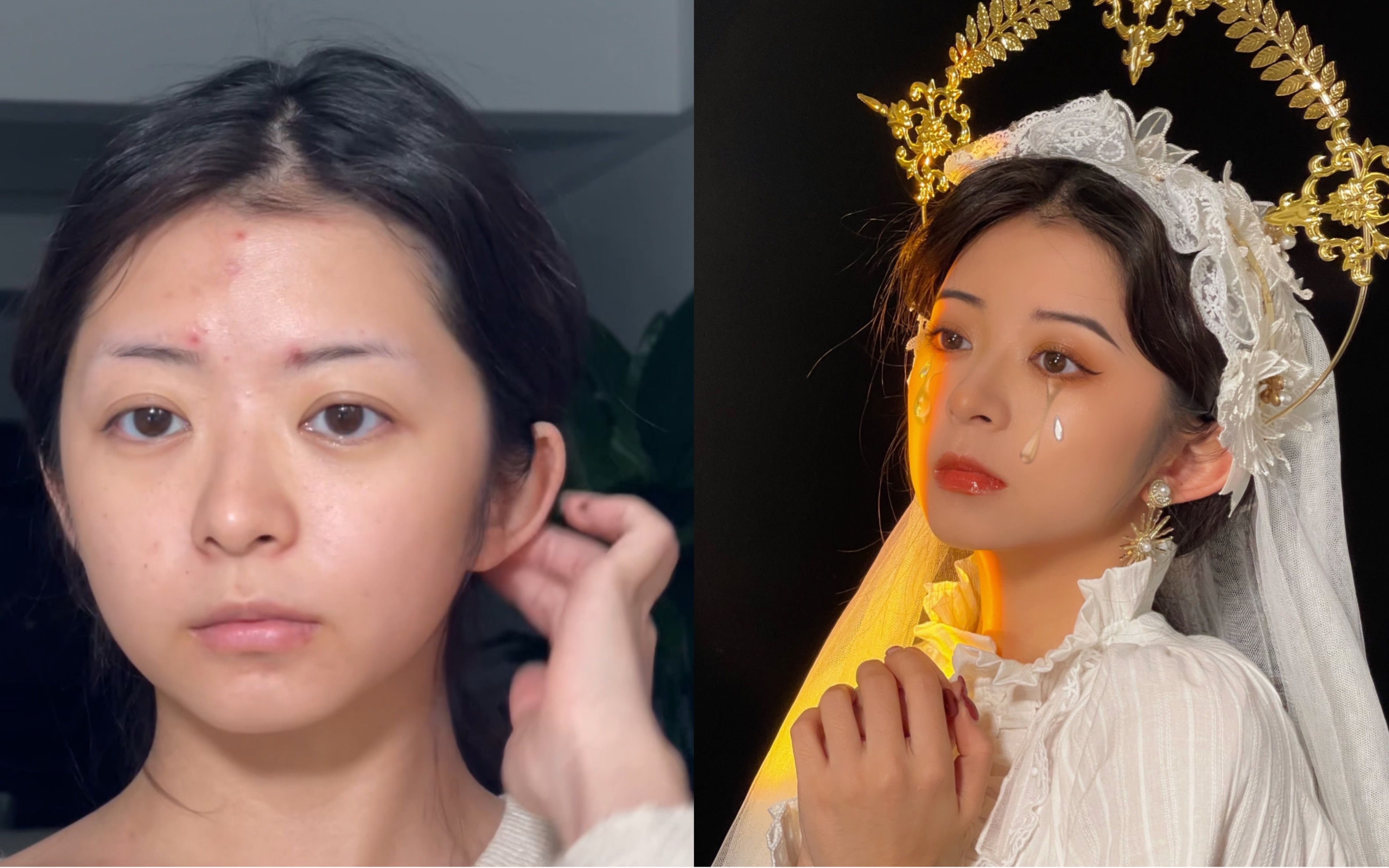 圣母落泪哭泣妆!万圣节也要美美的