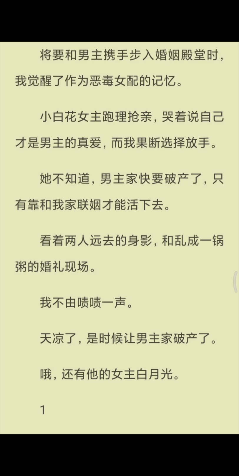 [图]【已完结】她不知道，男主家快要破产了，只有靠和我家联姻才能活下去。看着两人远去的身影，和乱成一锅粥的婚礼现场。我不由啧啧一声。