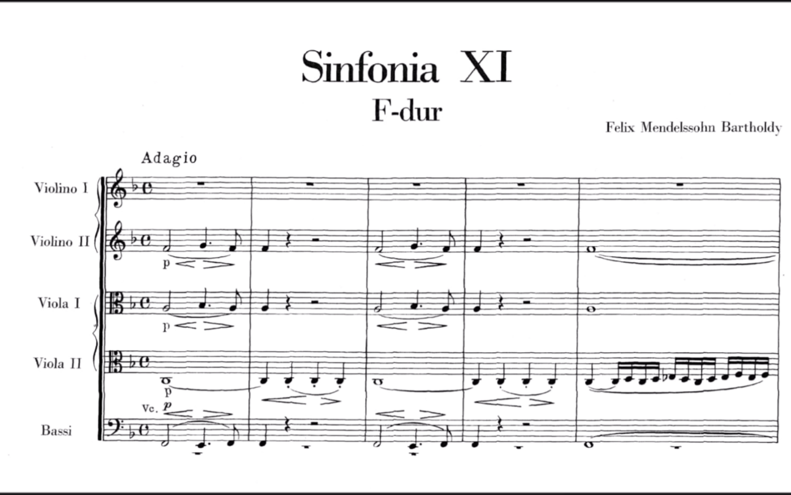 [图]【总谱】 门德尔松 Felix Mendelssohn - F大调第十一弦乐交响曲 String Symphony No. 11 in F major