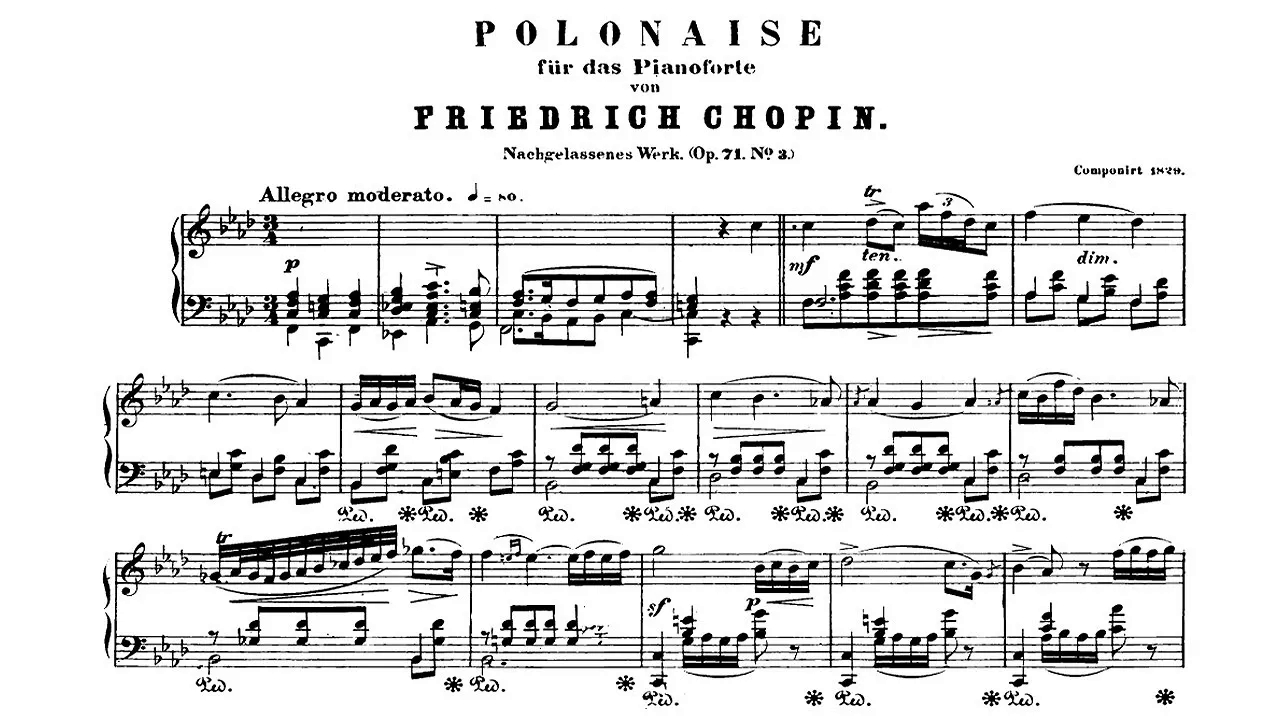 【肖邦/曲谱同步】f小调波兰舞曲 op.71 no.