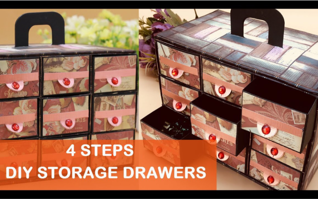 【DIY】纯手工制作装饰多抽屉桌面收纳架教程|4 Steps to DIY Storage Drawers哔哩哔哩bilibili