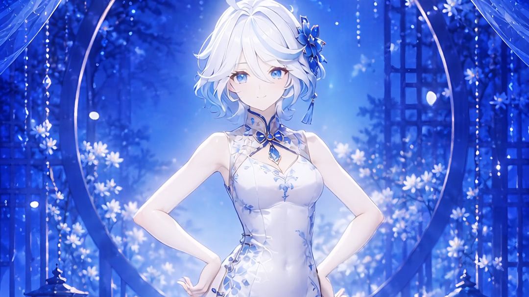 《蓝白旗袍芙宁娜登场》