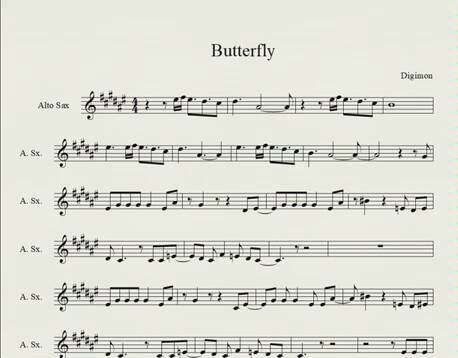 数码宝贝萨克斯谱butterfly