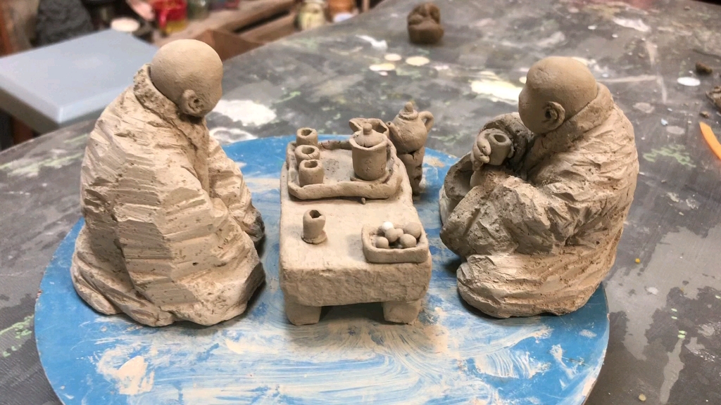 雕塑泥稿,禅茶一味