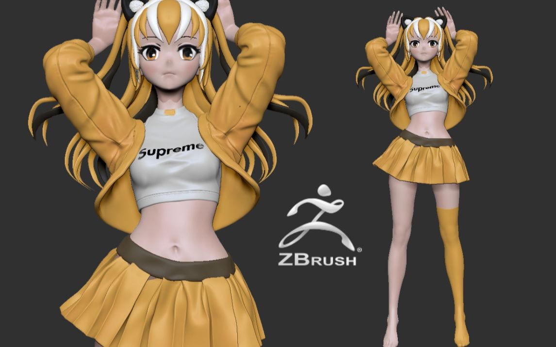 zbrush手办雕刻教程猫系动漫少女制作看完做出自己喜欢的萌妹子手办
