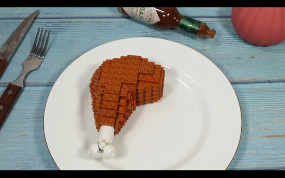 乐高动画,制作美食黑椒鸡腿肉