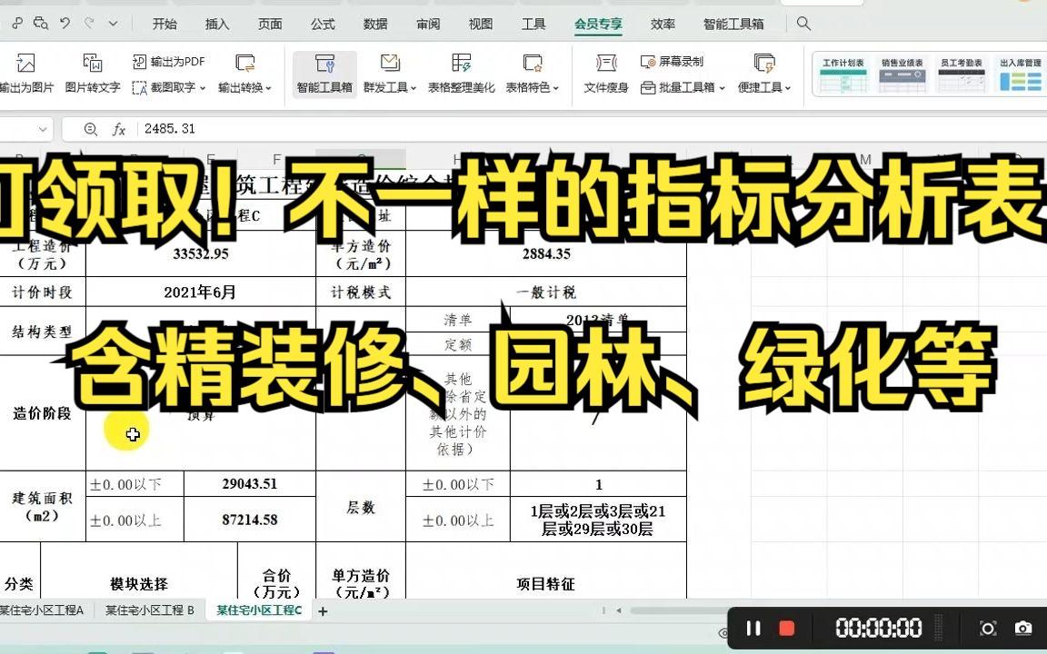 工程造价—不一样的指标分析表,含精装修、绿化、园建,纯干货哔哩哔哩bilibili