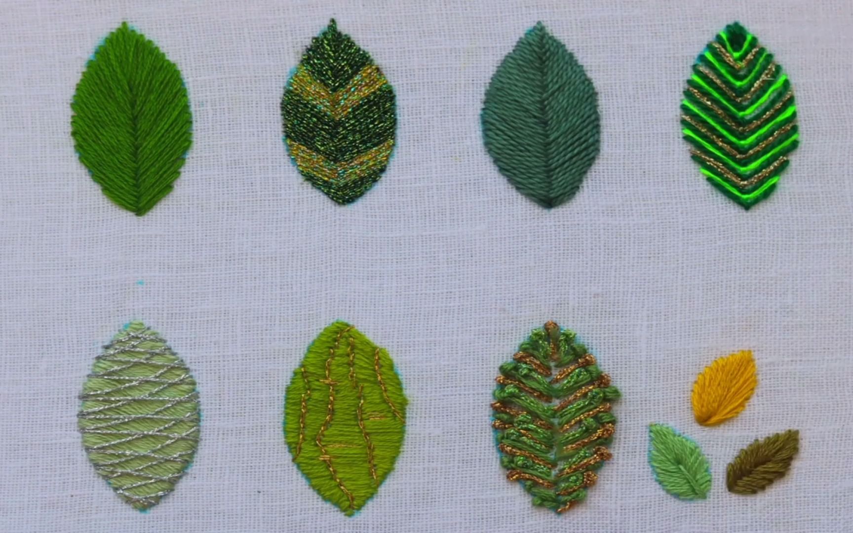 刺绣入门教程丨新手能轻松get的10种叶子绣法分享