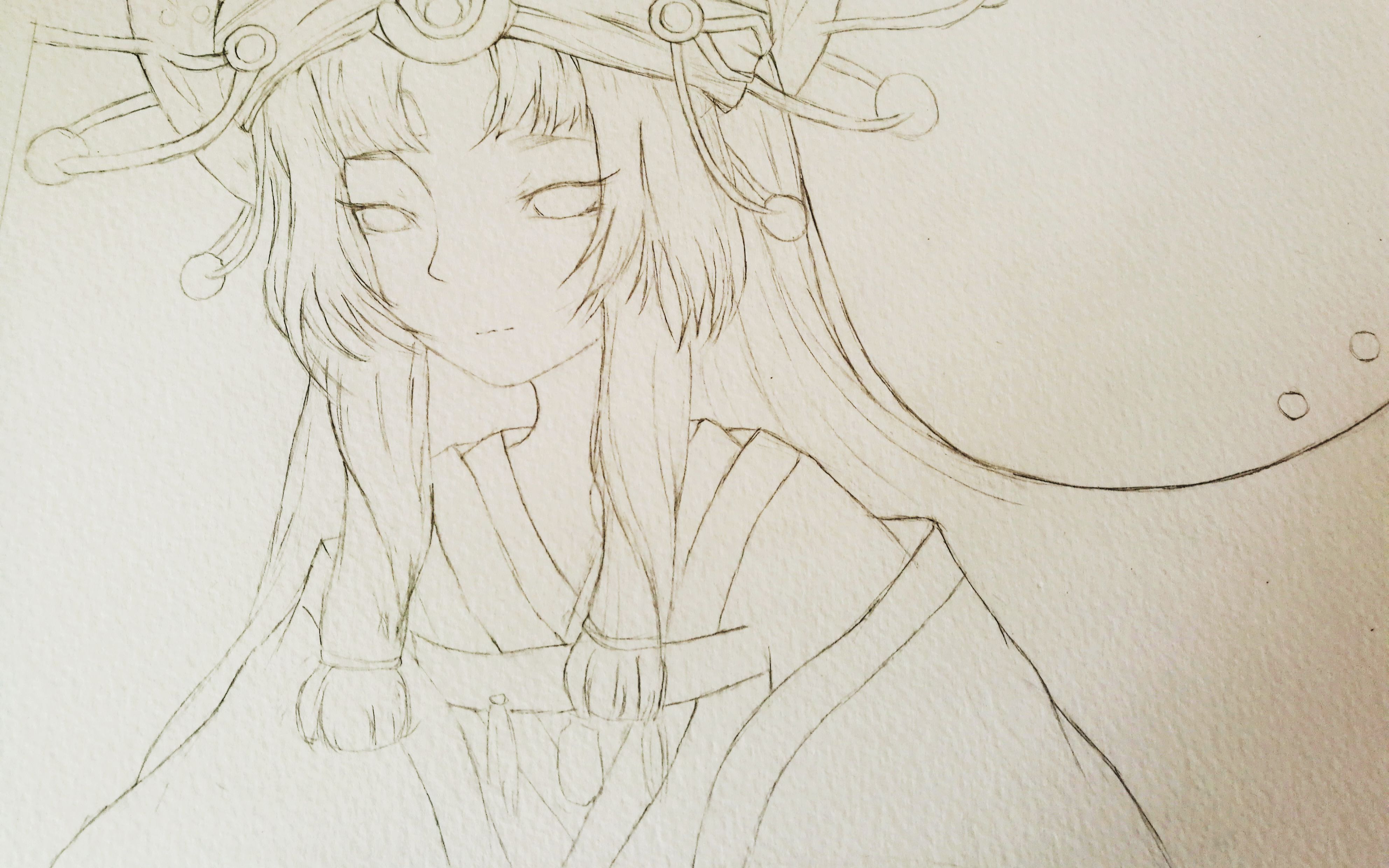 【北猫】一脸冷漠的辉夜姬的线稿过程,假装在解说,不知道线稿有没有人