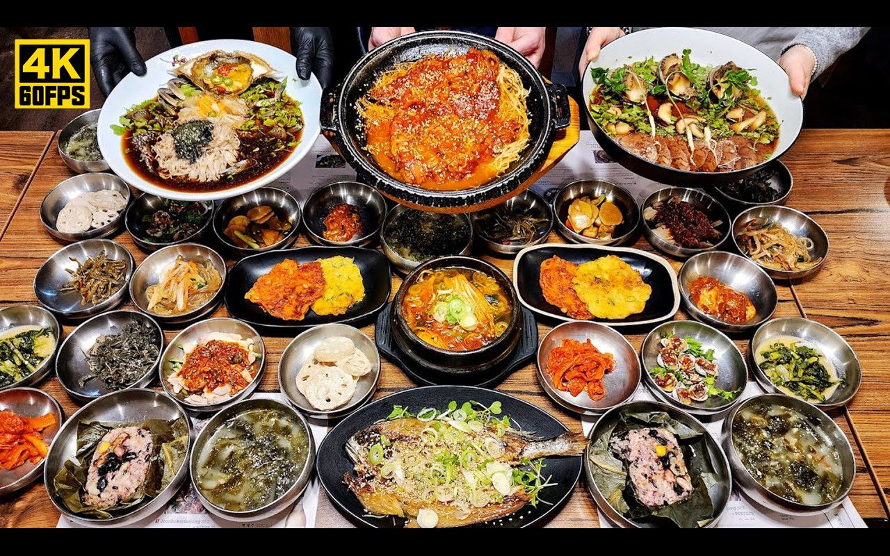【4k60帧】韩国传统宫廷御膳料理「韩定食」全套简要烹饪流程 