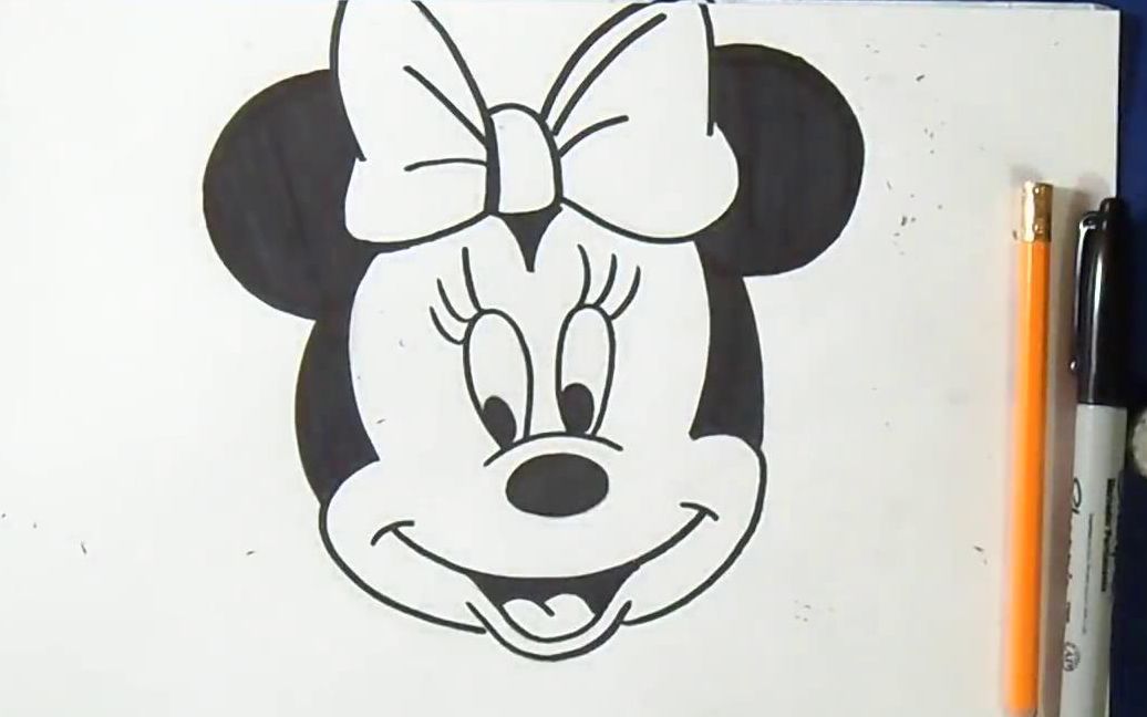 【手绘】教你如何画米妮老鼠_哔哩哔哩 (゜-゜)つロ 干杯~-bilibili