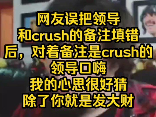 网友误把领导和crush的备注填错后,对着备注是crush的领导口嗨,我的心思很好猜,除了你就是发大财哔哩哔哩bilibili