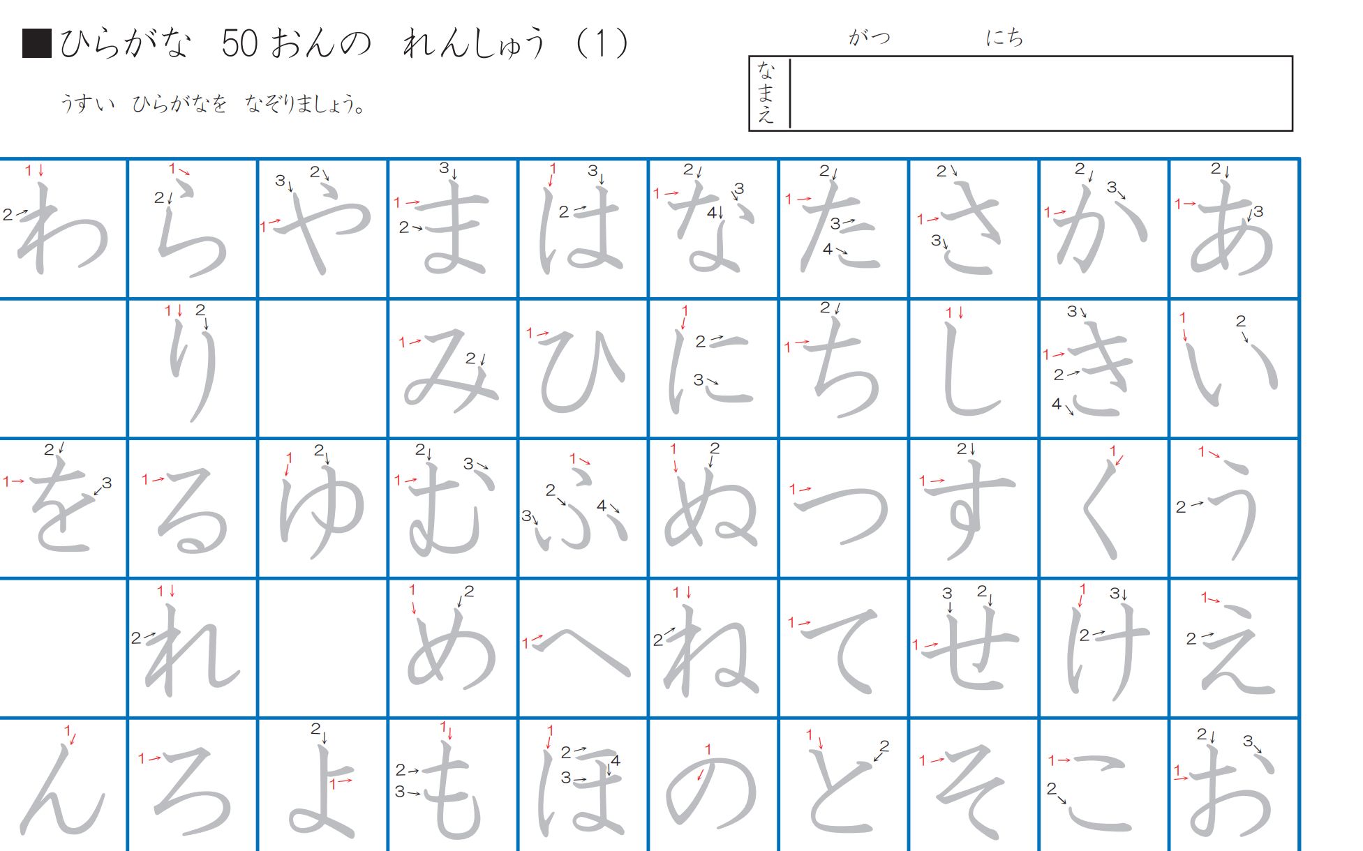 片假名五十音图手写体图片