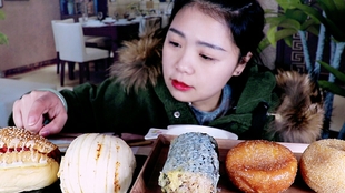 碳水爆炸 白玉兰超大烧麦 黑洋酥大麻球 大花卷 白脱小球 上海美食 糯叽叽系列重庆吃播 哔哩哔哩