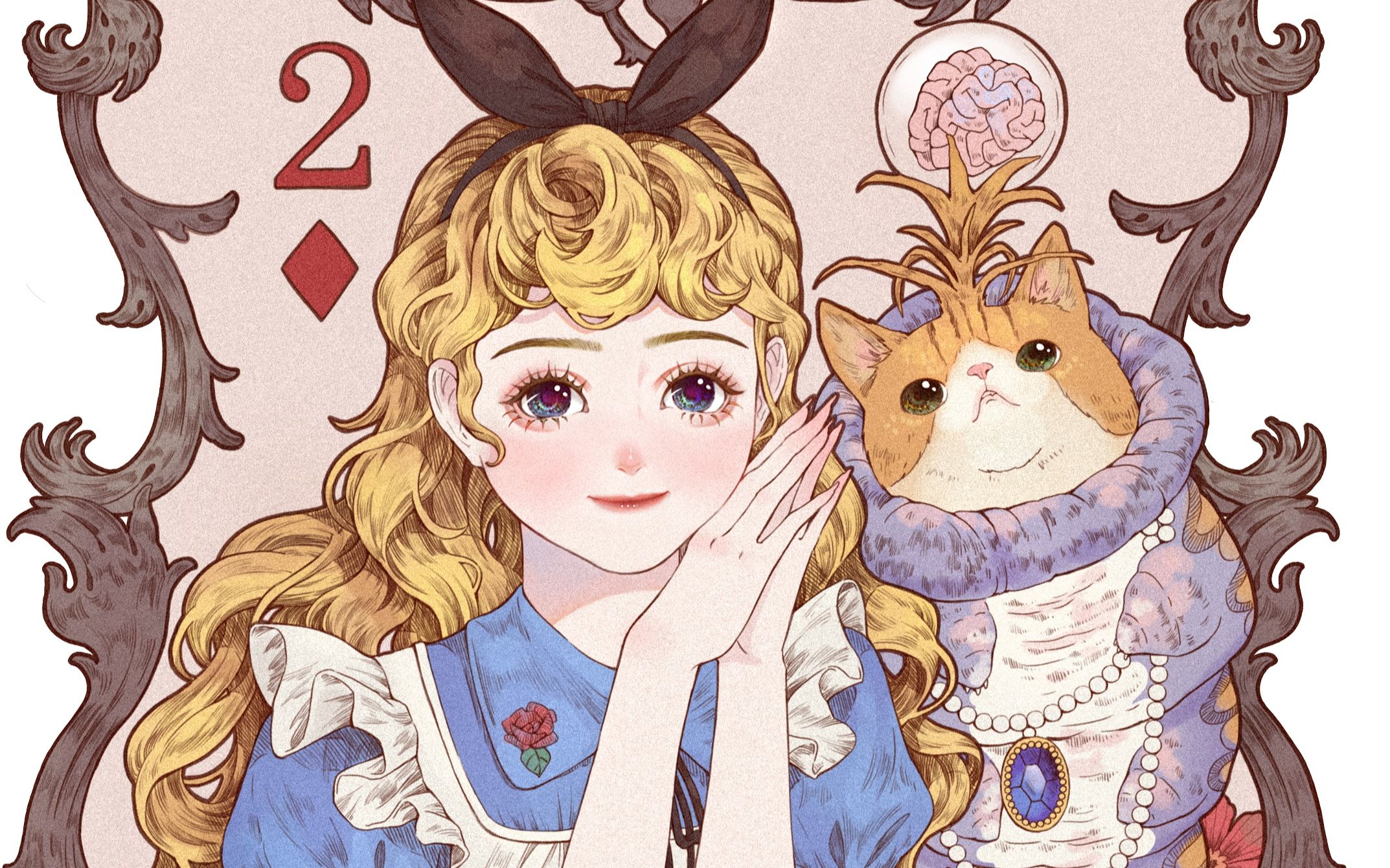 【绘画过程】爱丽丝和猫猫虫