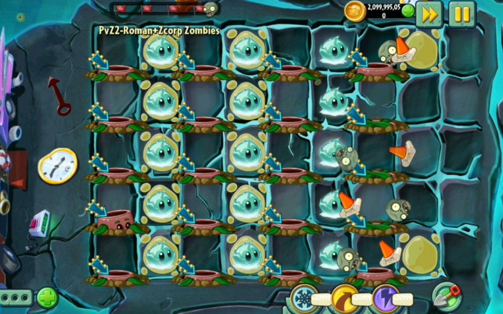pvz2 当罗马z公司僵尸有了隐形技能 陷阱油橄榄 灼烧苦橙:能飞过去算