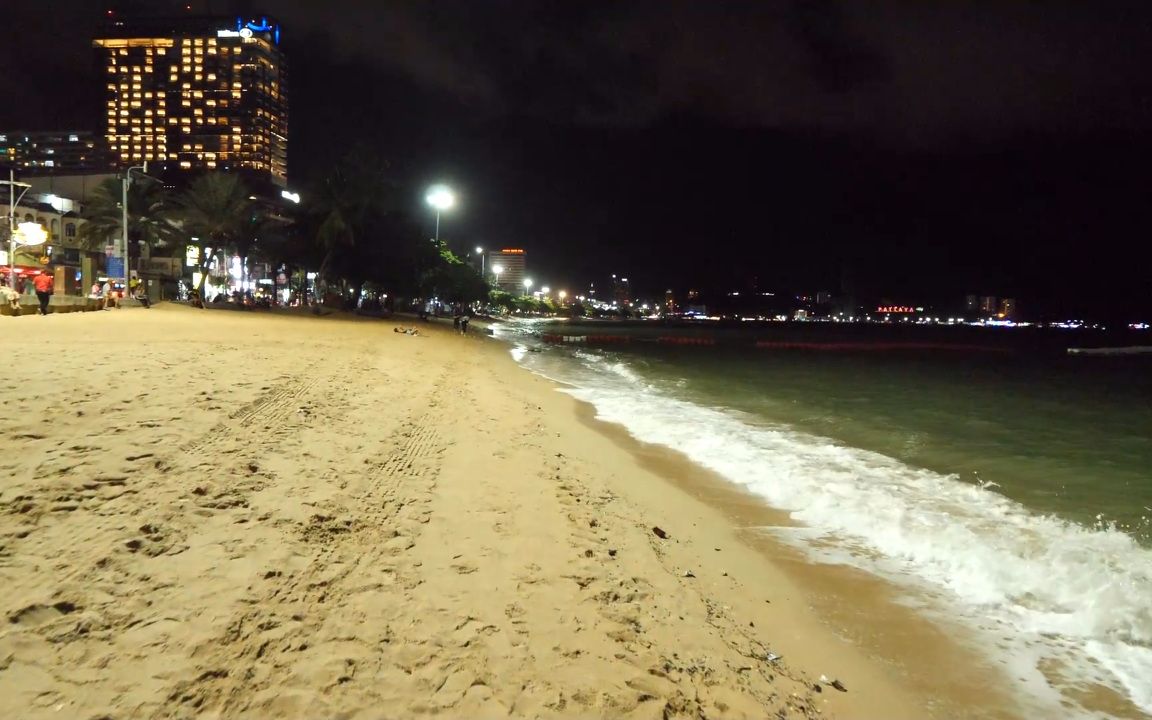 【超清泰国】漫步夜晚的芭提雅海滩 2019.