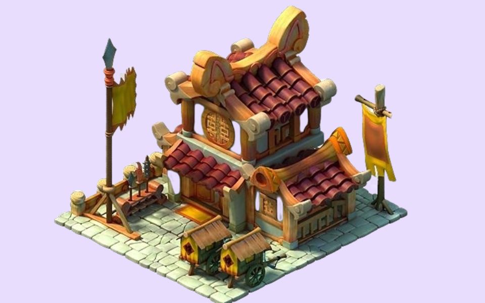 【3dmax建模】古风场景小屋建模,次世代手绘场景模型制作