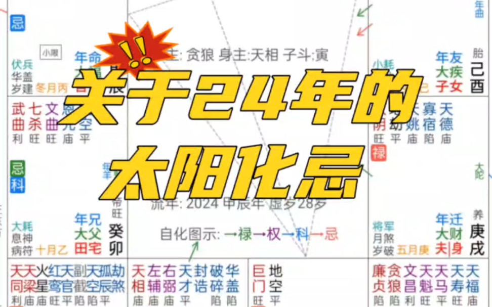 紫微斗数之关于24年的太阳化忌哔哩哔哩bilibili