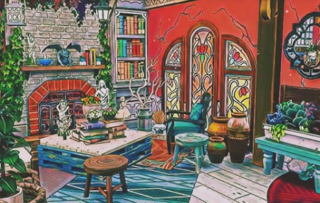 女巫魔法小屋|多层次氛围白噪音自习室2小时|火烤声,风铃,风声,鸟声