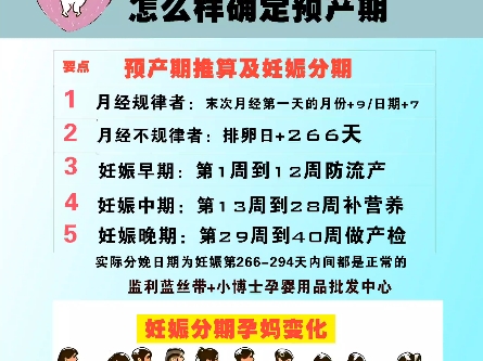 预产期推算很关键!妊娠前中晚三期所需要关心的重点不同#预产期 #妊娠 #小博士孕婴用品批发中心哔哩哔哩bilibili