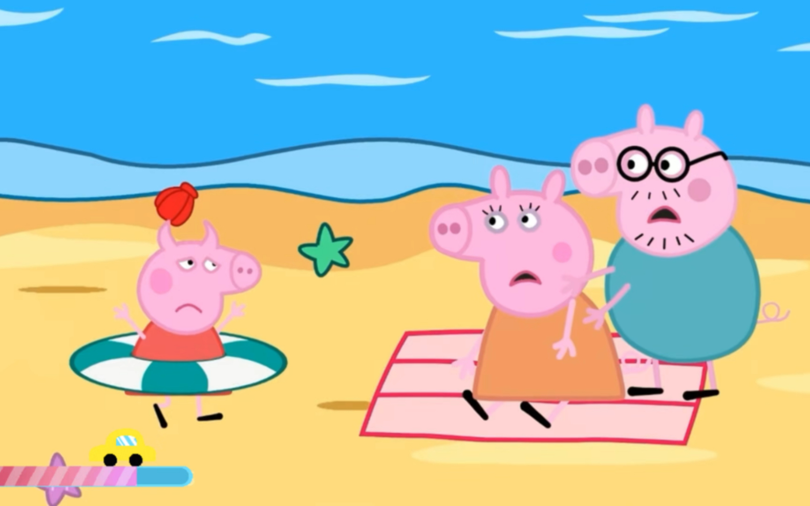 小猪佩奇动画:佩奇和爸爸妈妈来到了海边度假