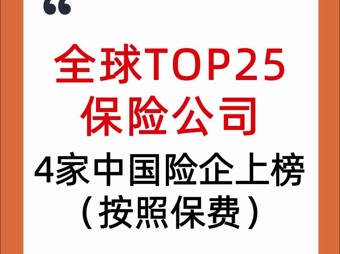 贝氏发布全球TOP25保险公司,4家中国险企上榜哔哩哔哩bilibili