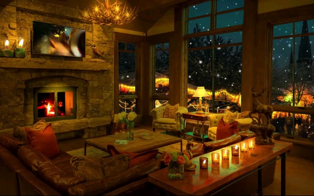 【白噪音】雪夜温馨的小木屋氛围音|壁炉声_哔哩哔哩 (゜-゜)つロ