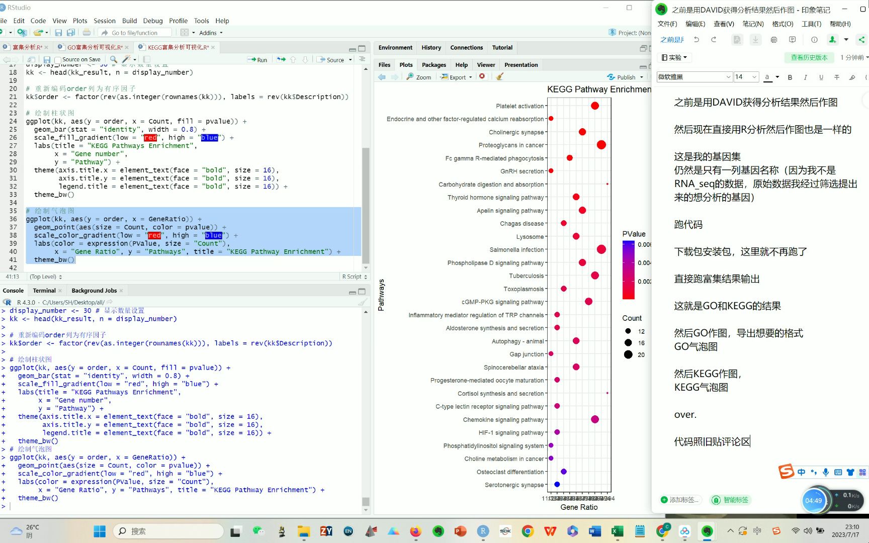 【网络药理】过程和通路 GO KEGG 气泡图 弦图 metascape