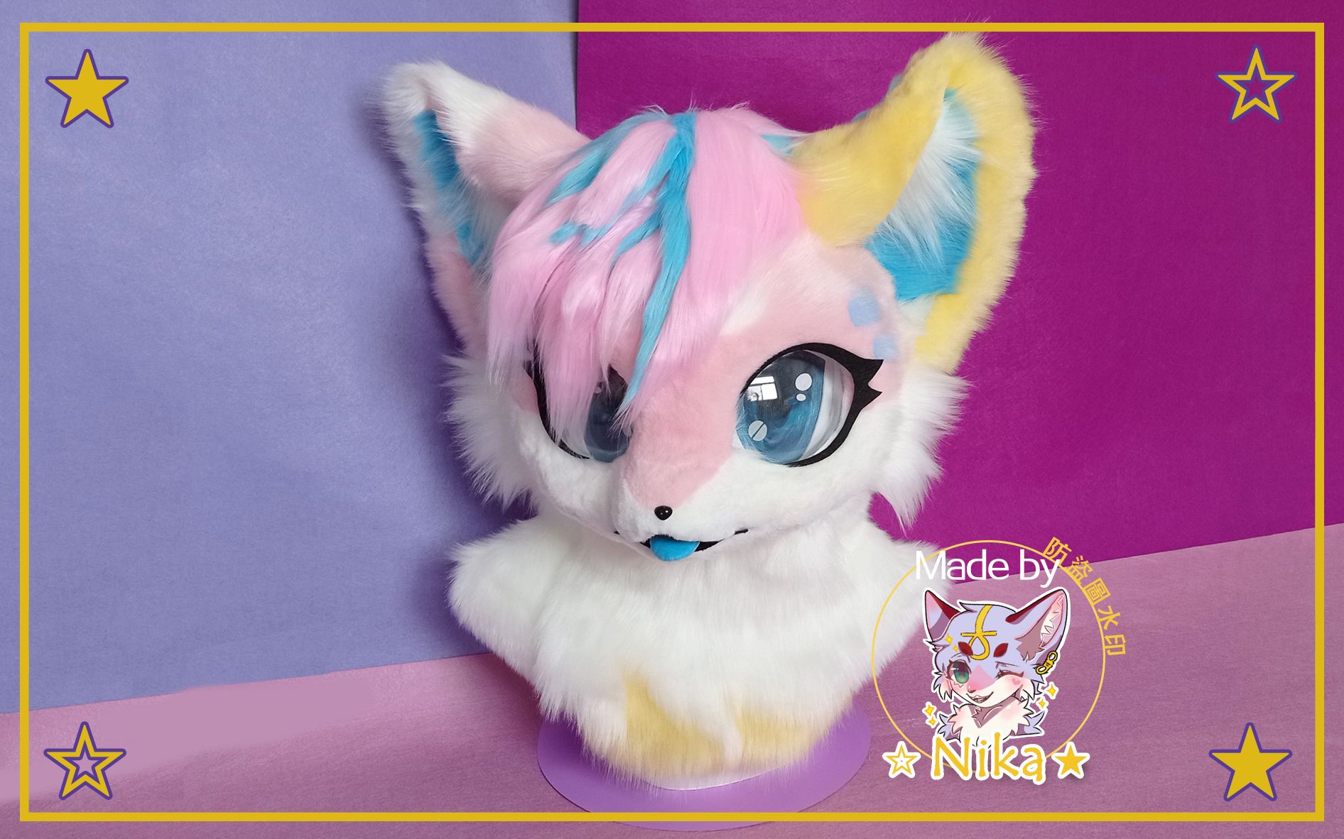 兽装fursuit钟爱三原色的粉狐狸ヾ0766oc数码装师nika